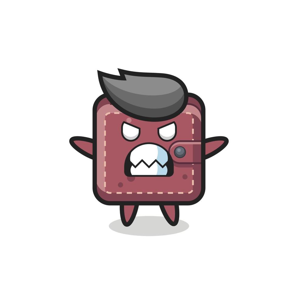 wrathful expression of the leather wallet mascot character vector