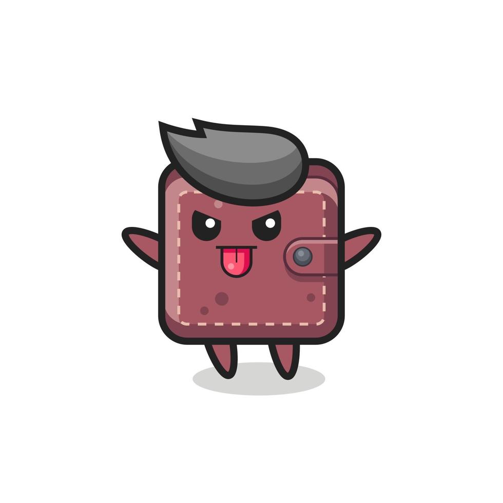 naughty leather wallet character in mocking pose vector