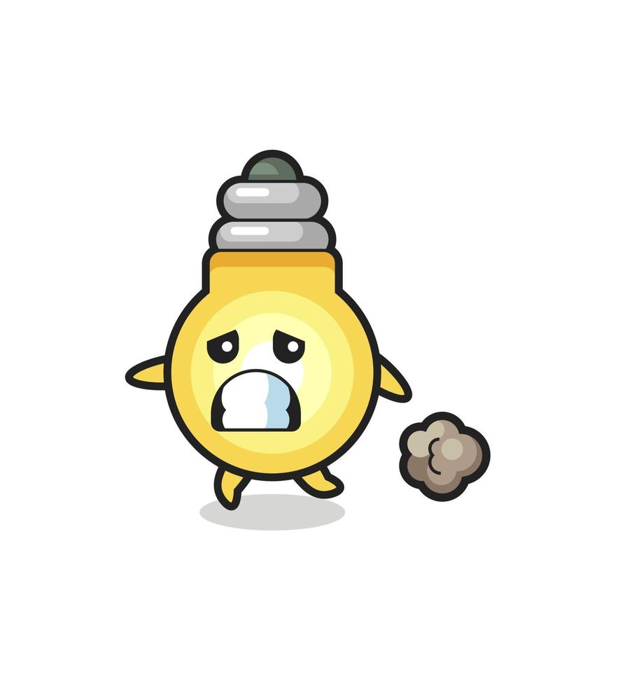 illustration of the light bulb running in fear vector