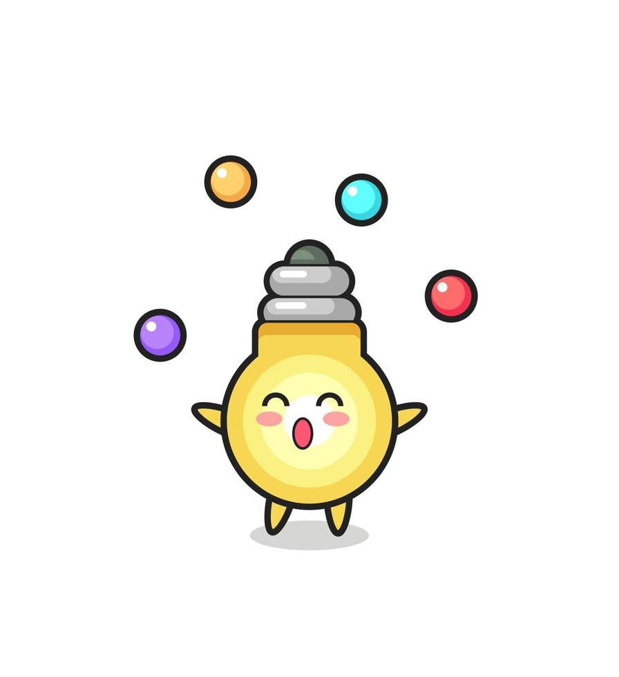 the light bulb circus cartoon juggling a ball vector