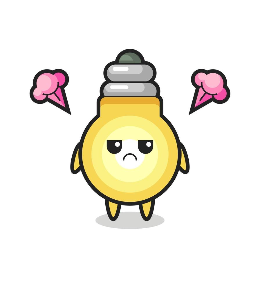 annoyed expression of the cute light bulb cartoon character vector