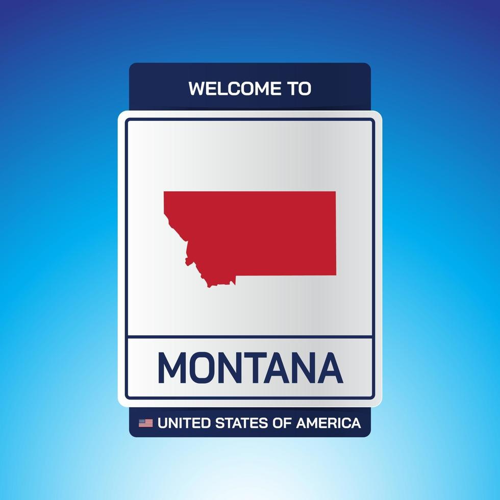 el letrero de estados unidos de américa con mensaje, montana y mapa vector