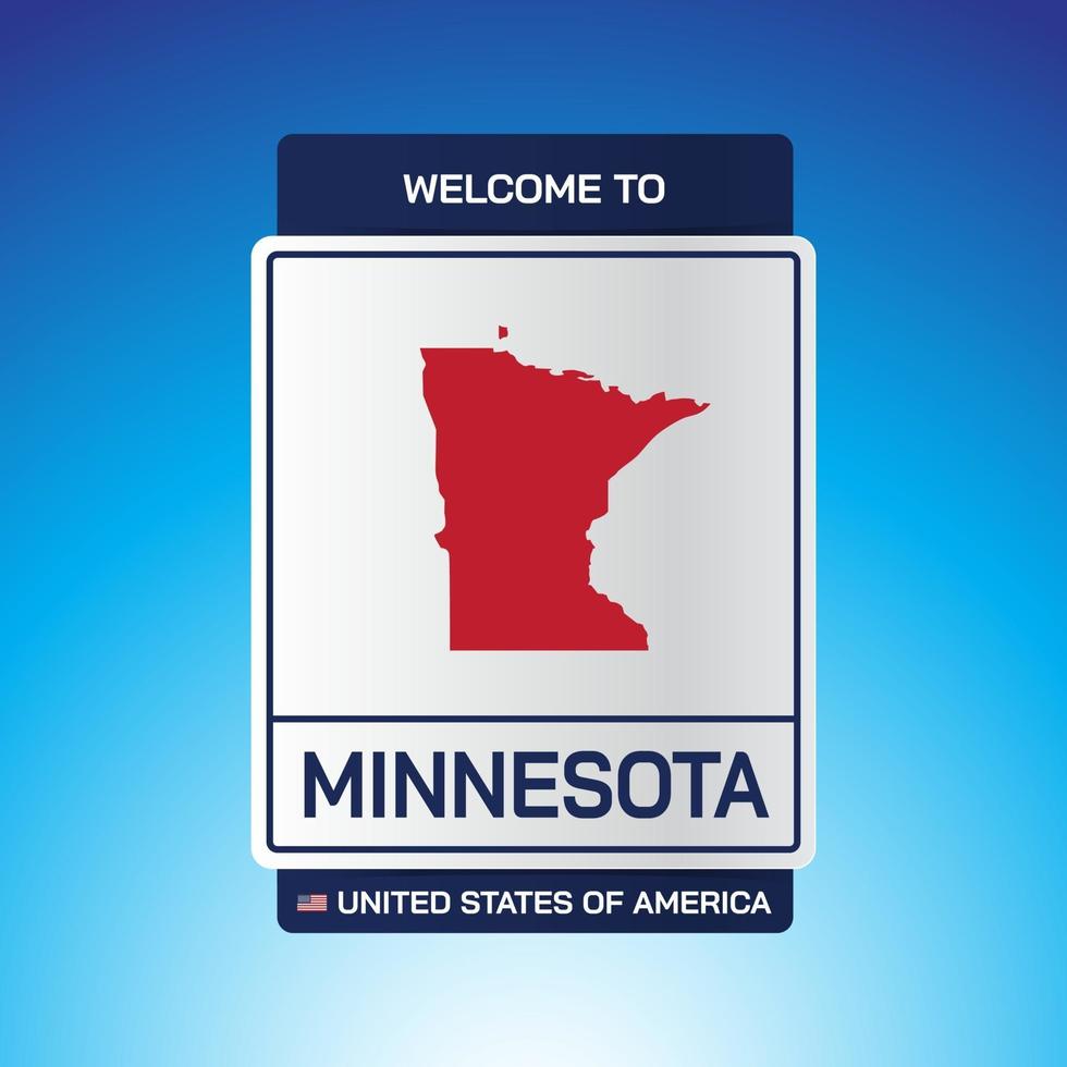 El letrero de Estados Unidos de América con mensaje, Minnesota y mapa vector