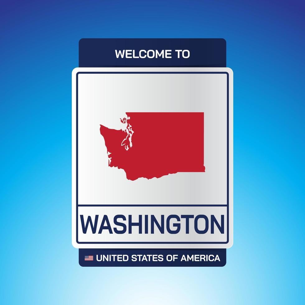 El letrero de Estados Unidos de América con mensaje, Washington y mapa vector