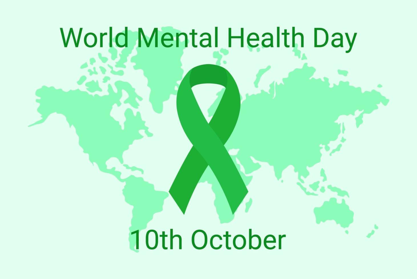 World Mental Health day. Awareness symbol green ribbon. October 10 vector