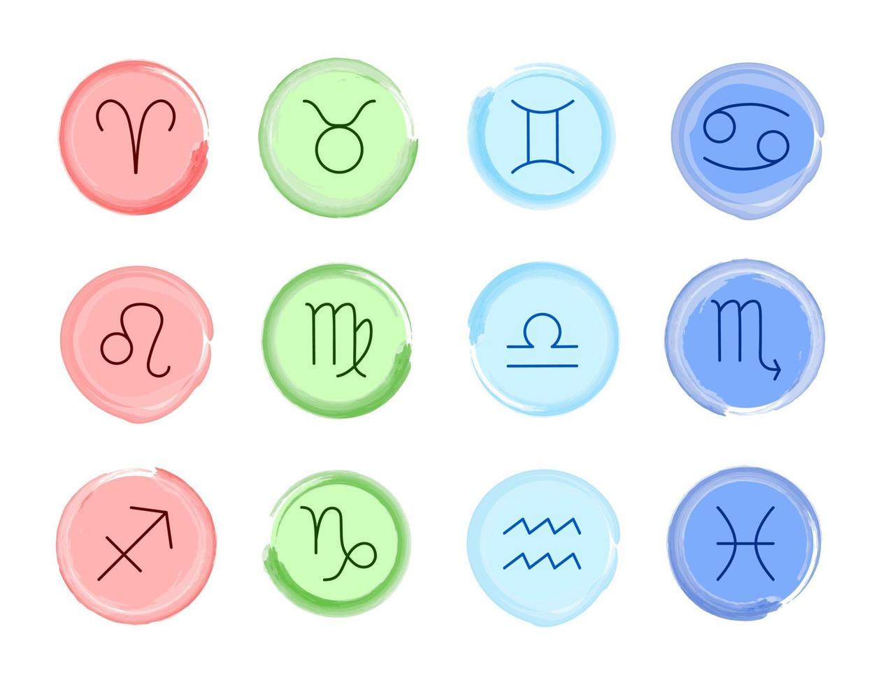 Zodiac signs. Vector set. Zodiac symbols. Astrological elements