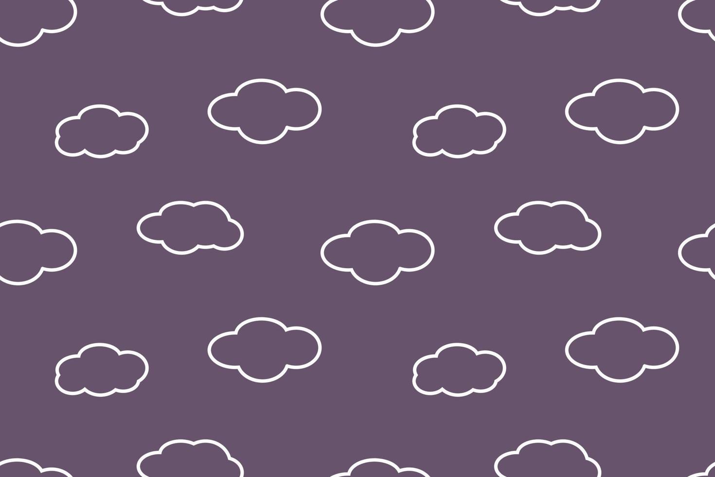 Simple Soft Cloud Outline Seamless Pattern Blue Design vector