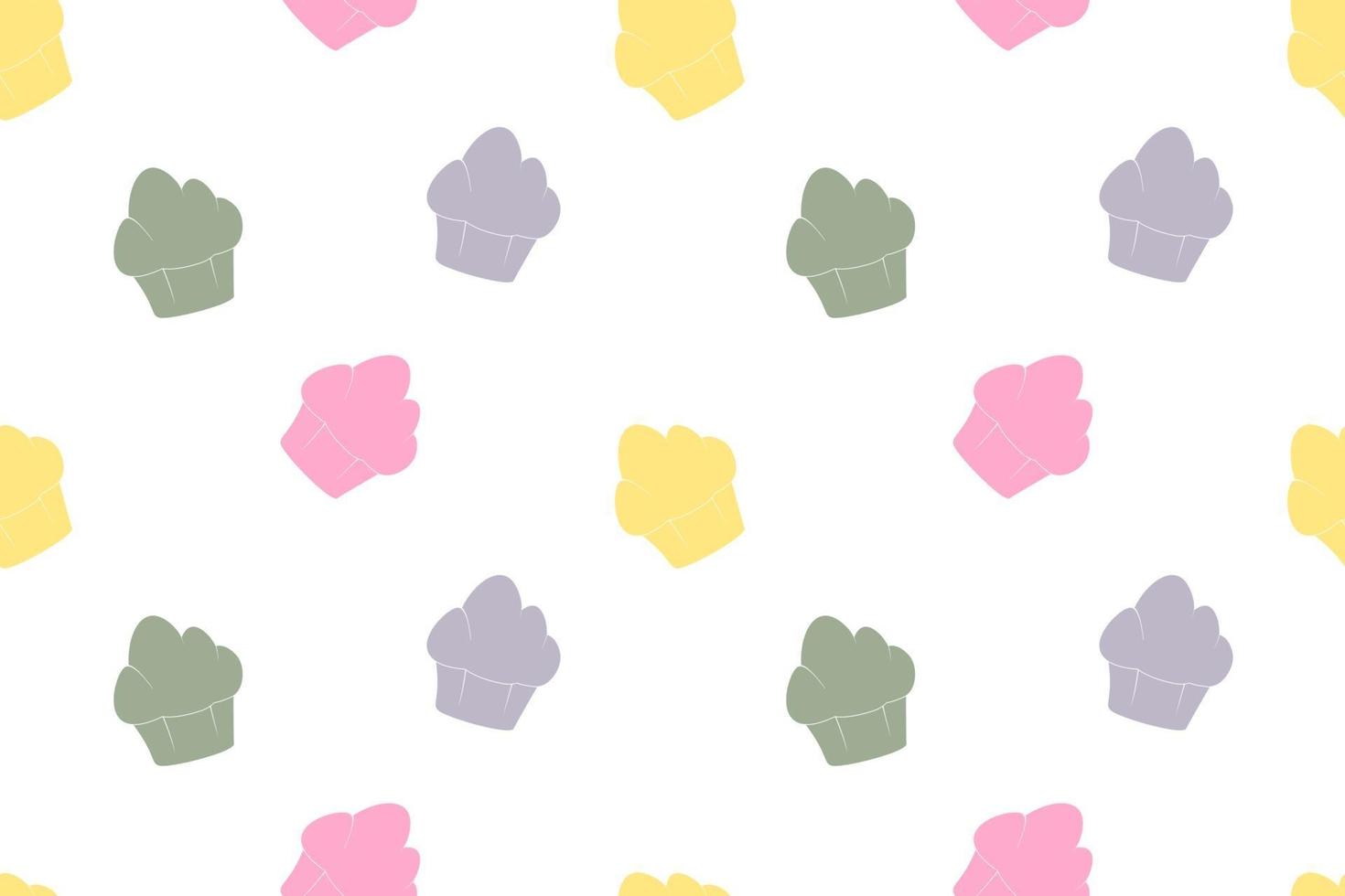 Colorful Cupcake Seamless Pattern White Design vector