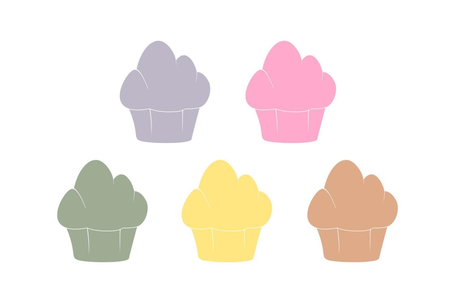 Ilustración plana de signo de icono de cupcake colorido vector