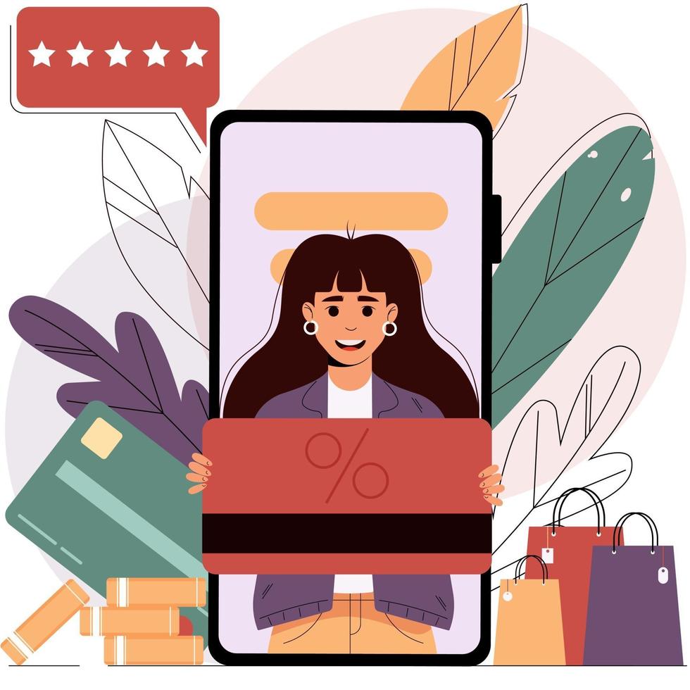 Mobile shopping from a smartphone.Online shopping concept, sale vector