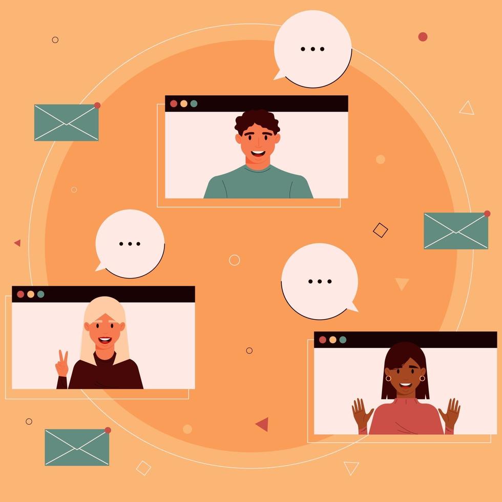 Video conference, video call, online communication.Vector illustration vector