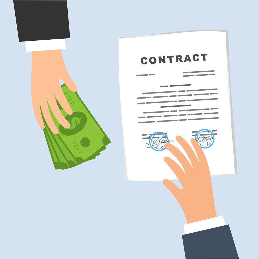 Conclusion of a contract. business deal vector