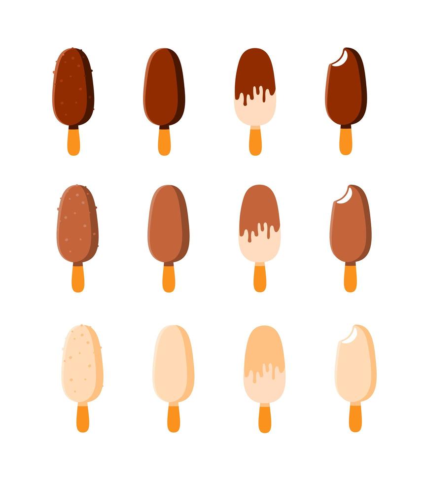 Classic Chocolate Ice Cream Eskimo Pie Set vector