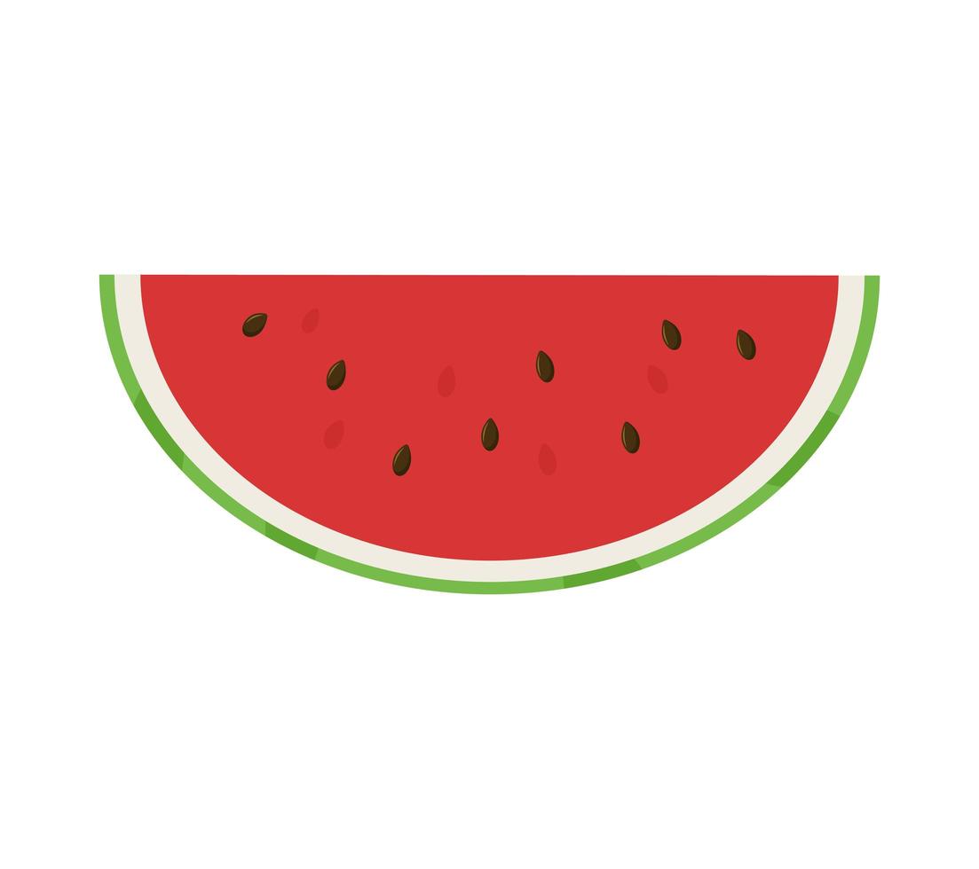 slice half a ripe red watermelon. flat vector illustration