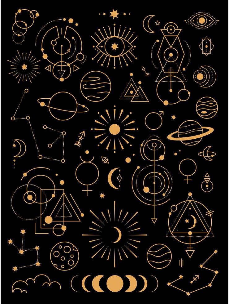 Big set of magic and astrological symbols vector