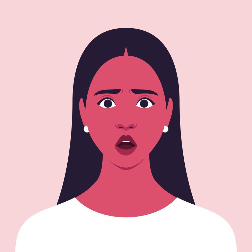Portrait of a frightened or surprised woman vector