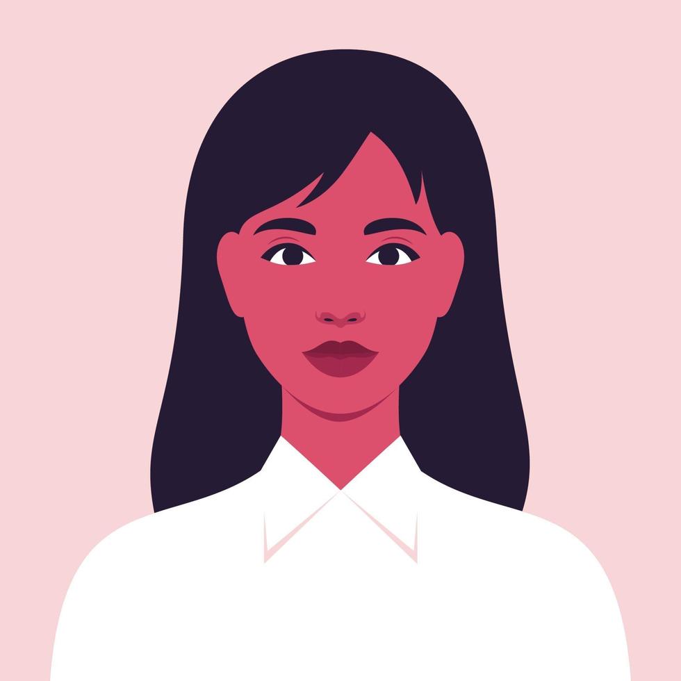 retrato, de, un, hermoso, mujer, cara llena vector