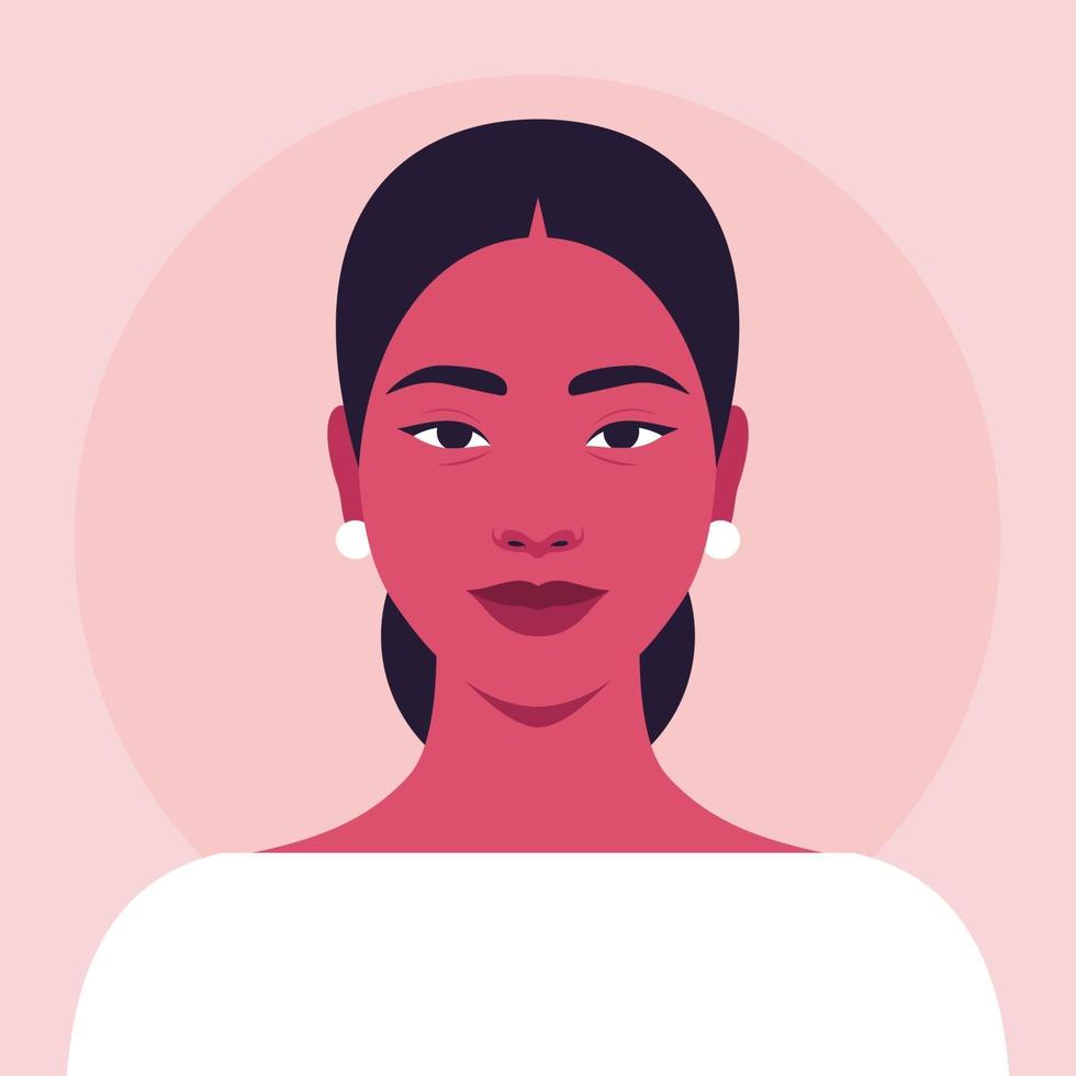 retrato, de, un, hermoso, mujer, cara llena vector