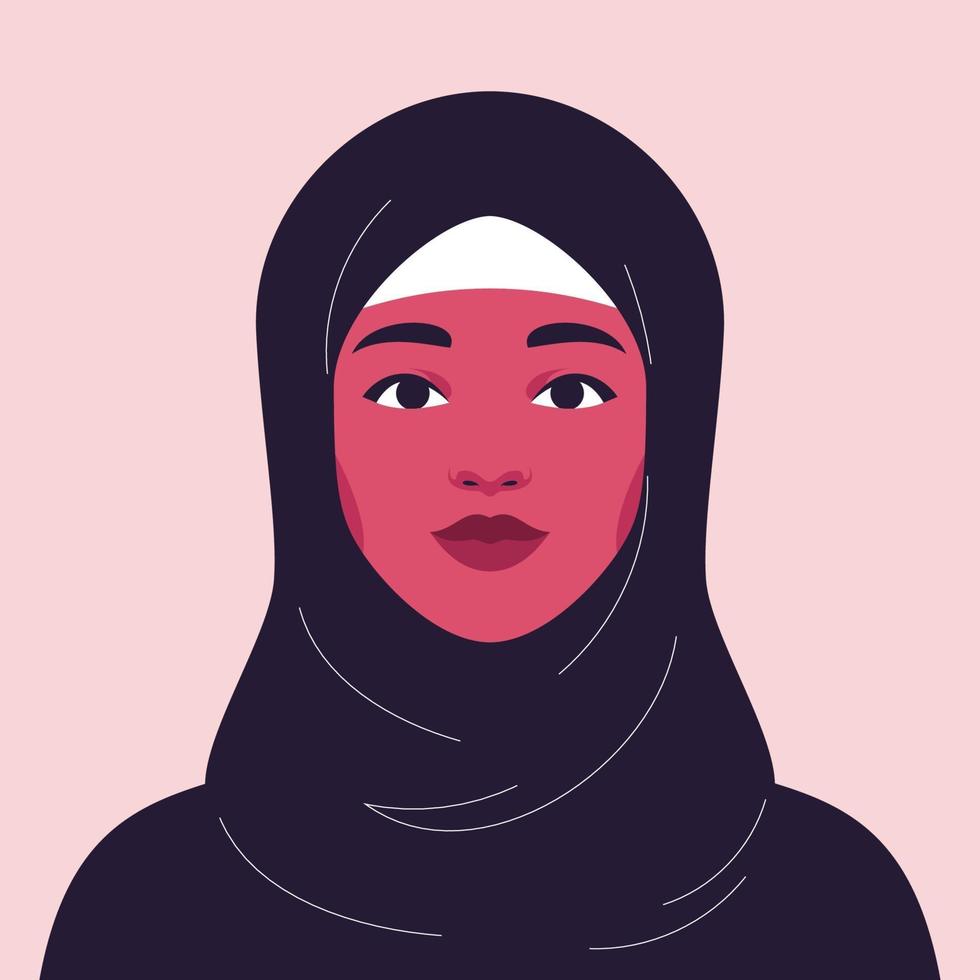 Portrait of a young and beautiful arab woman in hijab vector