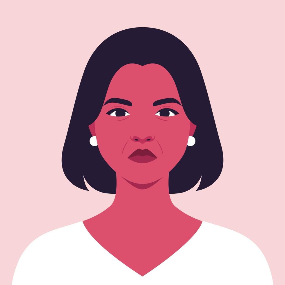 retrato, de, un, enojado, mujer madura vector