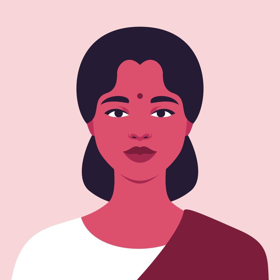 retrato, de, un, joven, y, hermoso, mujer india vector