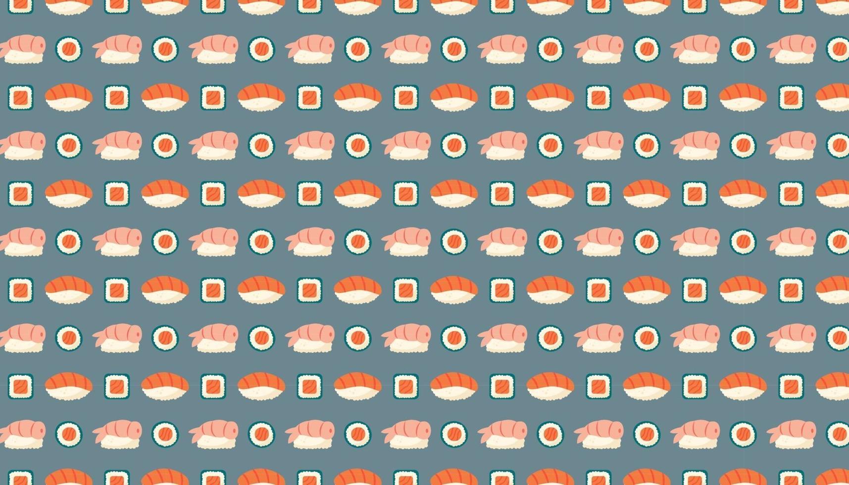 Sushi maki rolls with salmon fish rice asian food delivery pattern vector