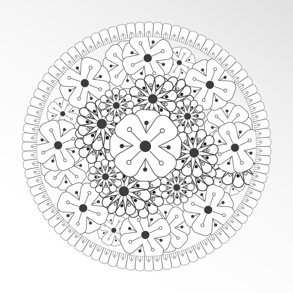 patrón circular en forma de mandala con flor vector