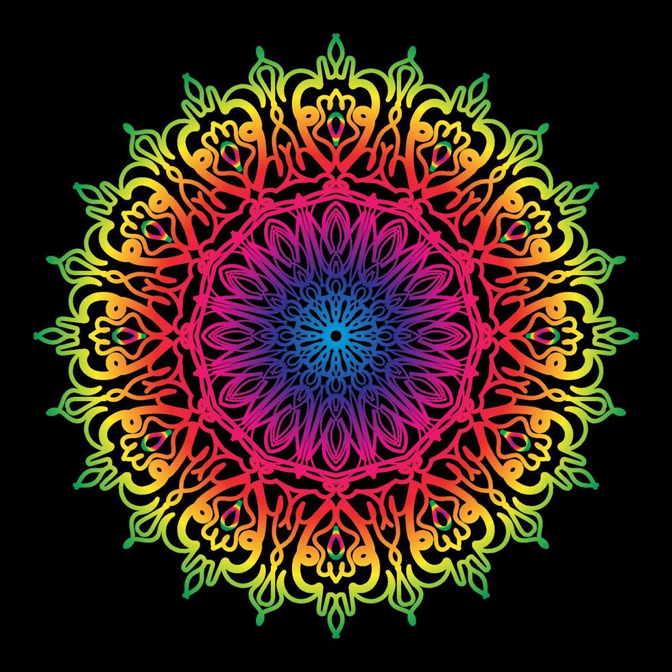 Circular pattern in the form of mandala with flower vector