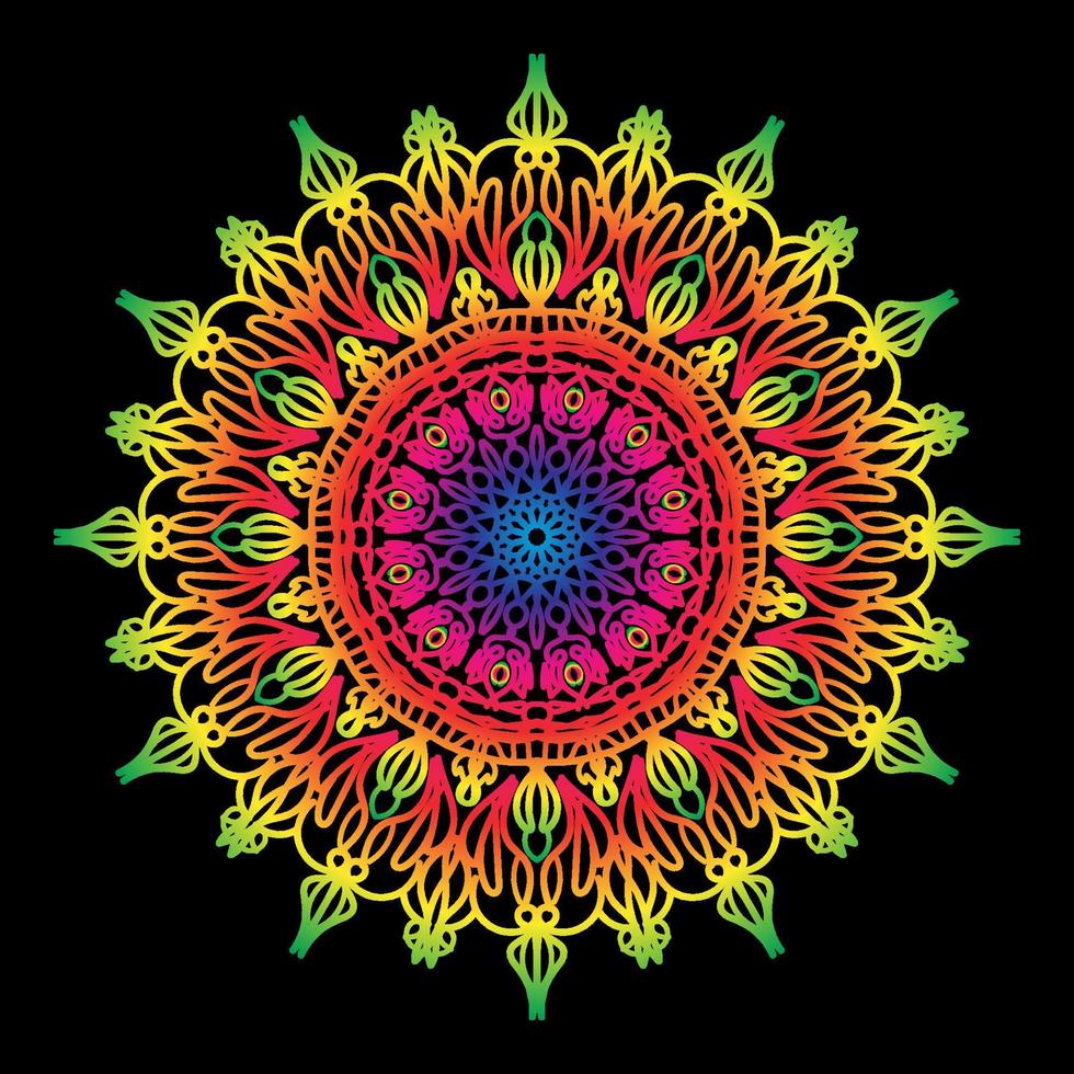 Circular pattern in the form of mandala with flower vector