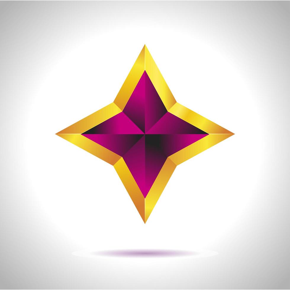 Shiny Gold Star. Christmas Illustration for design on white background vector