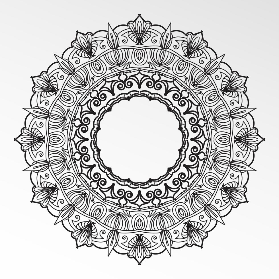 patrón circular en forma de mandala con flor vector