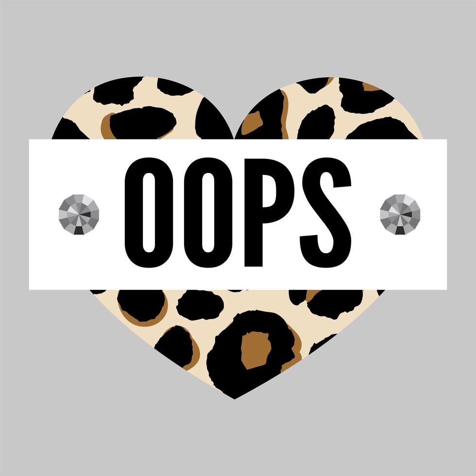 lema oops frase gráfico vectorial estampado de leopardo moda letras vector