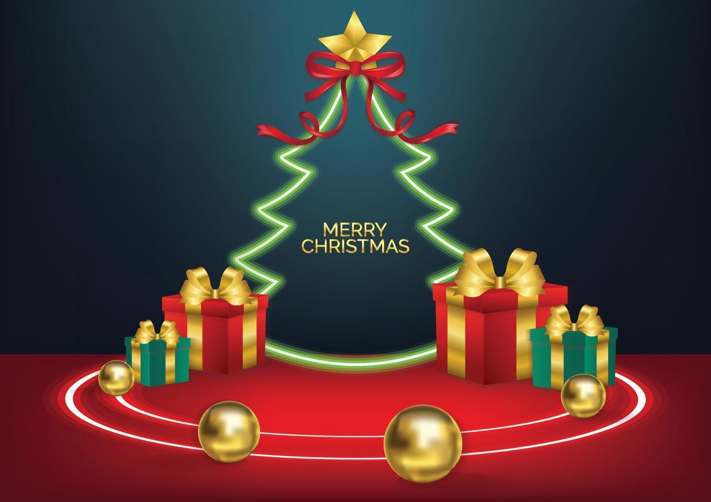 Christmas podium background red product display on blue background vector