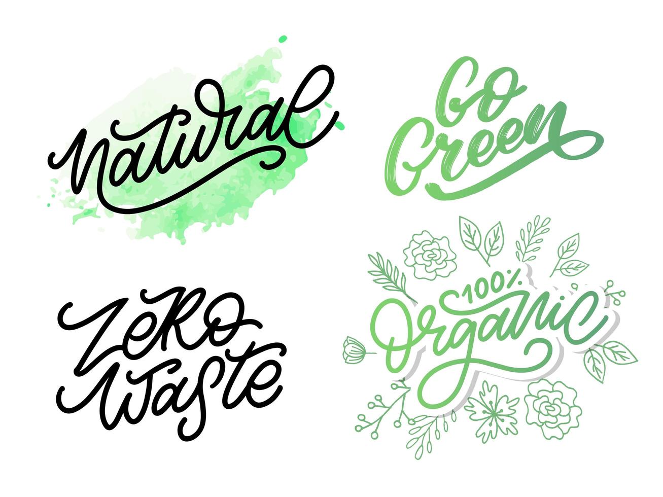 Concept Zero Waste handwritten text title sign. Vector illustration.