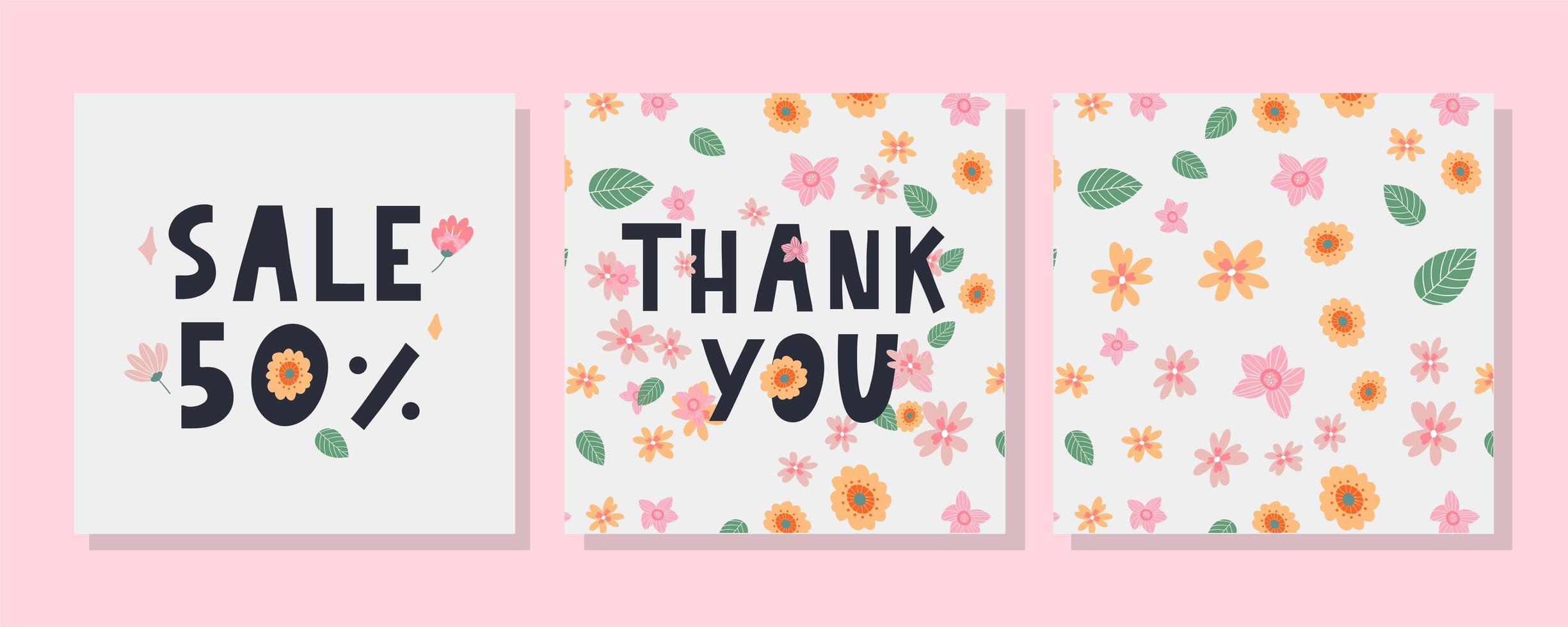 una plantilla de tarjeta de felicitación con letra de decoración floral vector