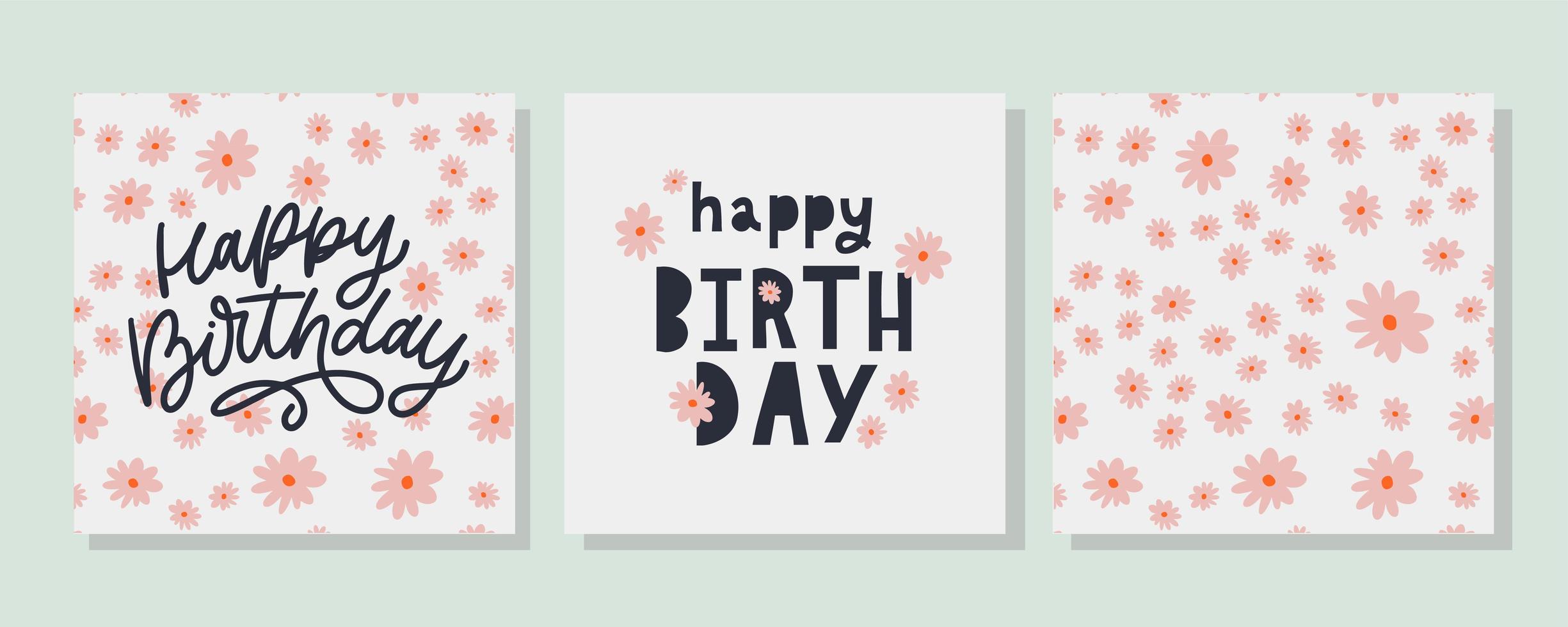 feliz cumpleaños texto flores carta vacaciones banner tarjeta celebración vector