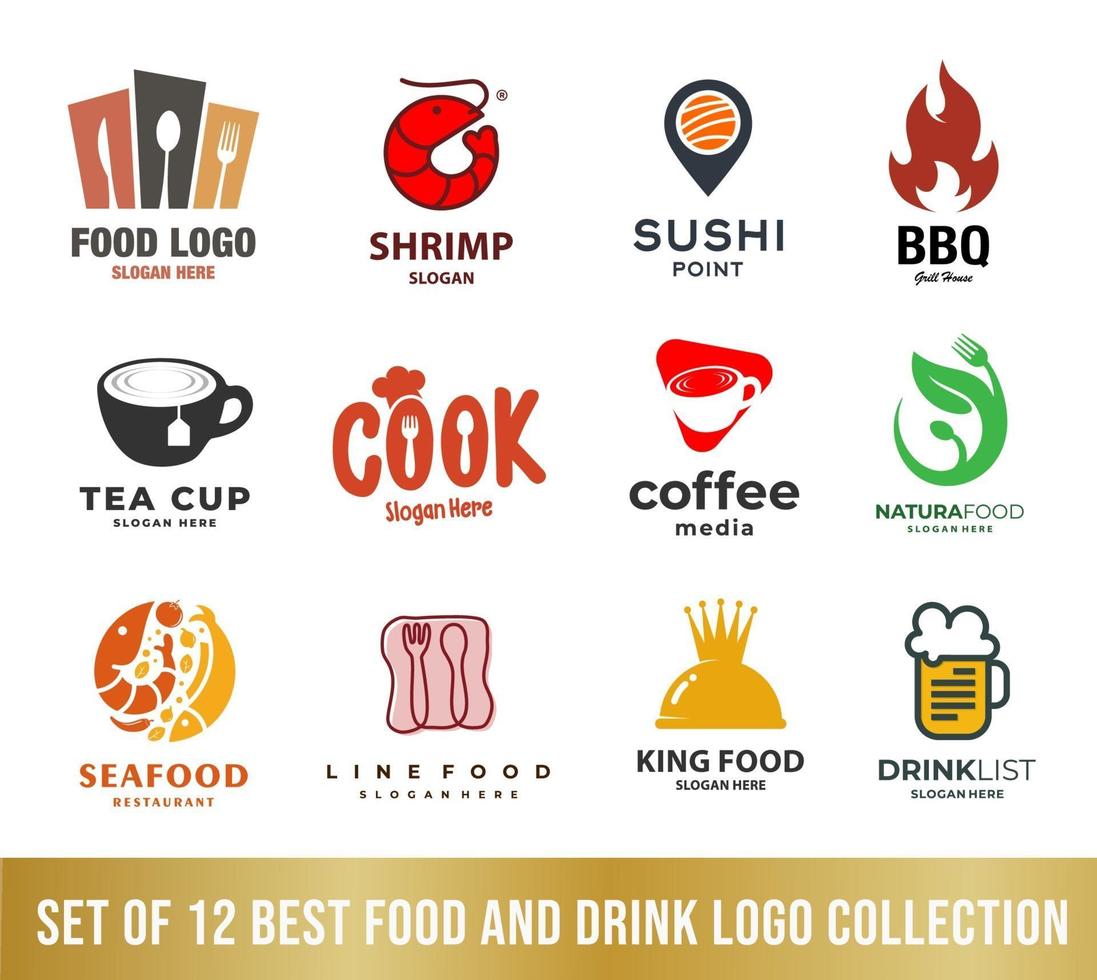 el mejor conjunto de colección de logotipos de alimentos y bebidas, perfecto para el logotipo de la empresa vector