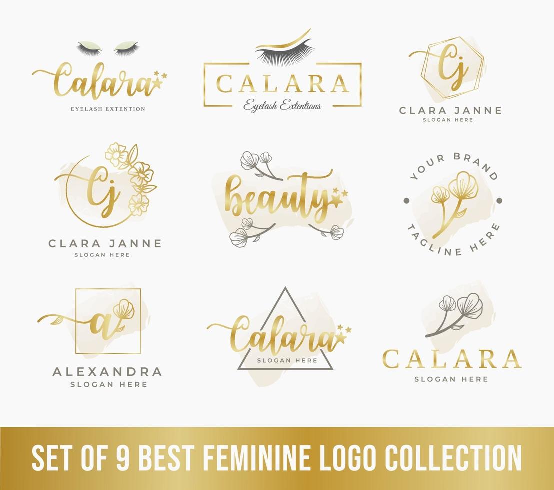 el mejor conjunto de colección de logotipos femeninos, perfecto para el logotipo de la empresa de belleza vector