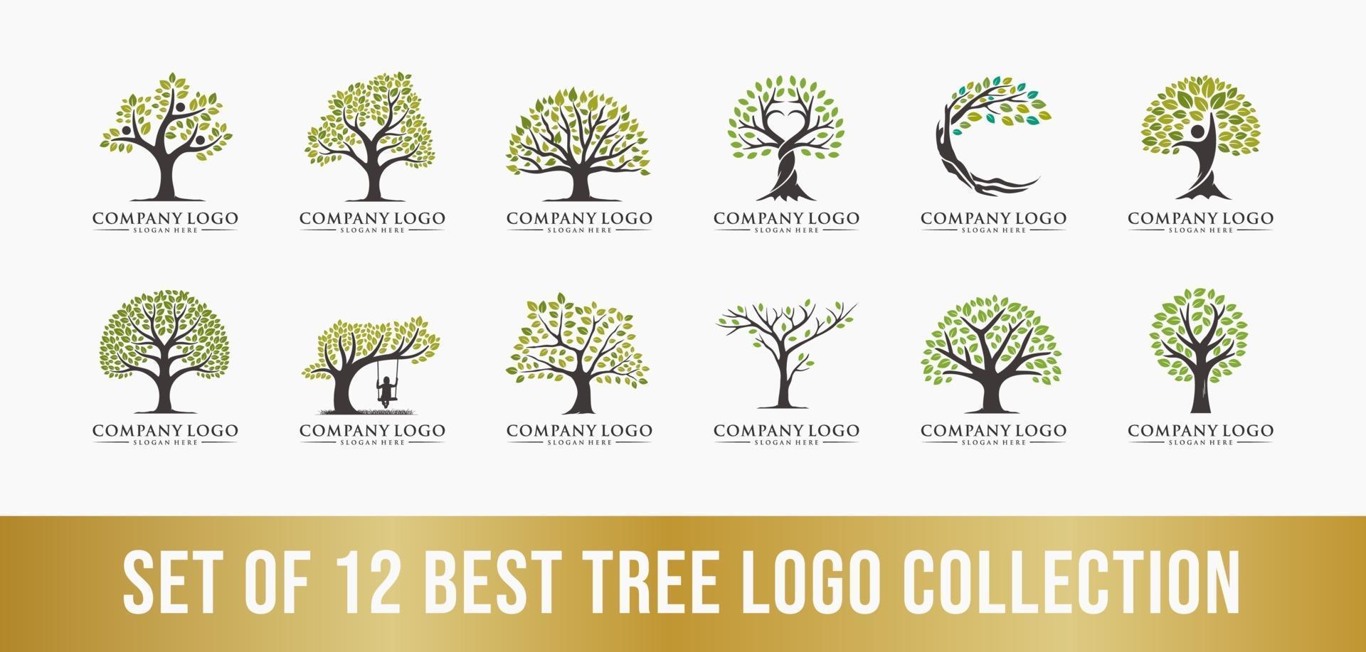 mejor conjunto de colección de logotipos de árboles, perfecto para logotipos de empresas. vector