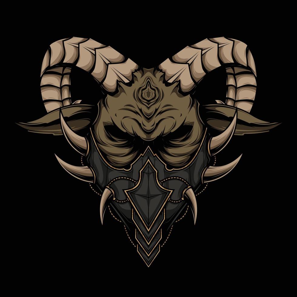 The Horned Goat with a Face Mask Vector Artwork
