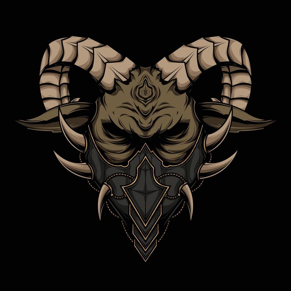 The Horned Goat with a Face Mask Vector Artwork