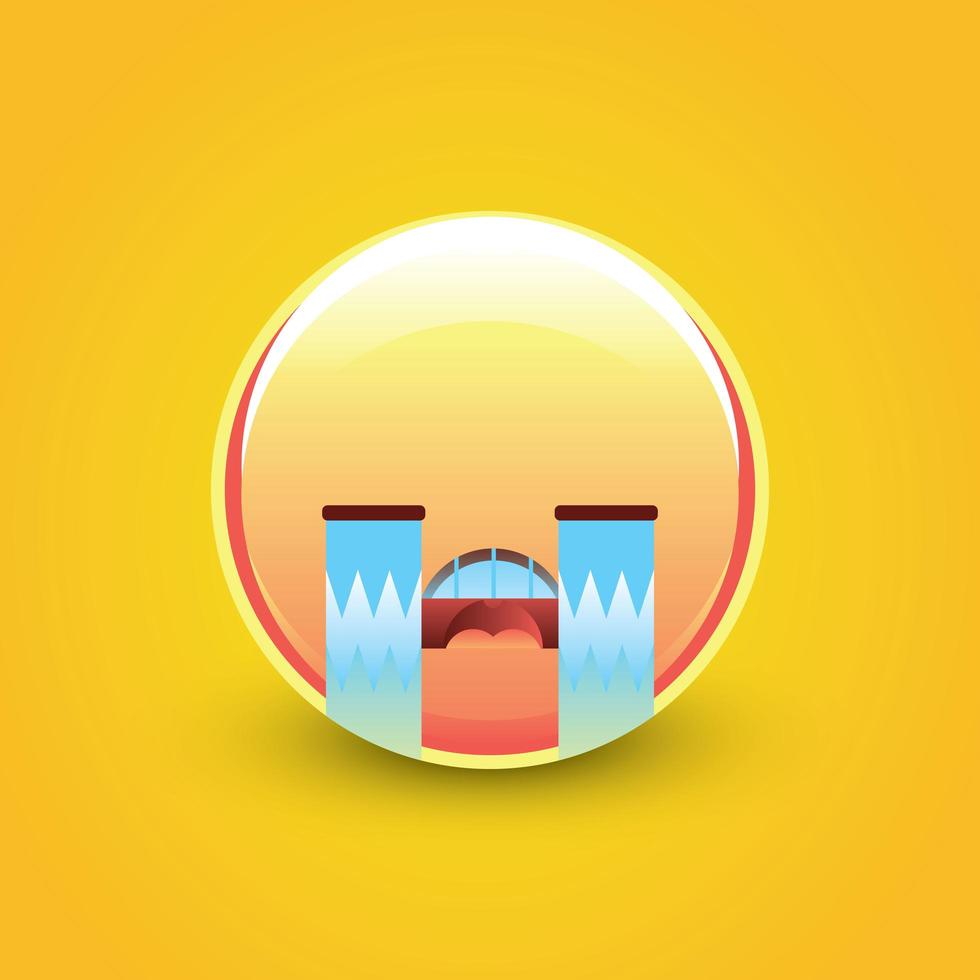 un personaje de cara sonriente emoticon llorando triste vector