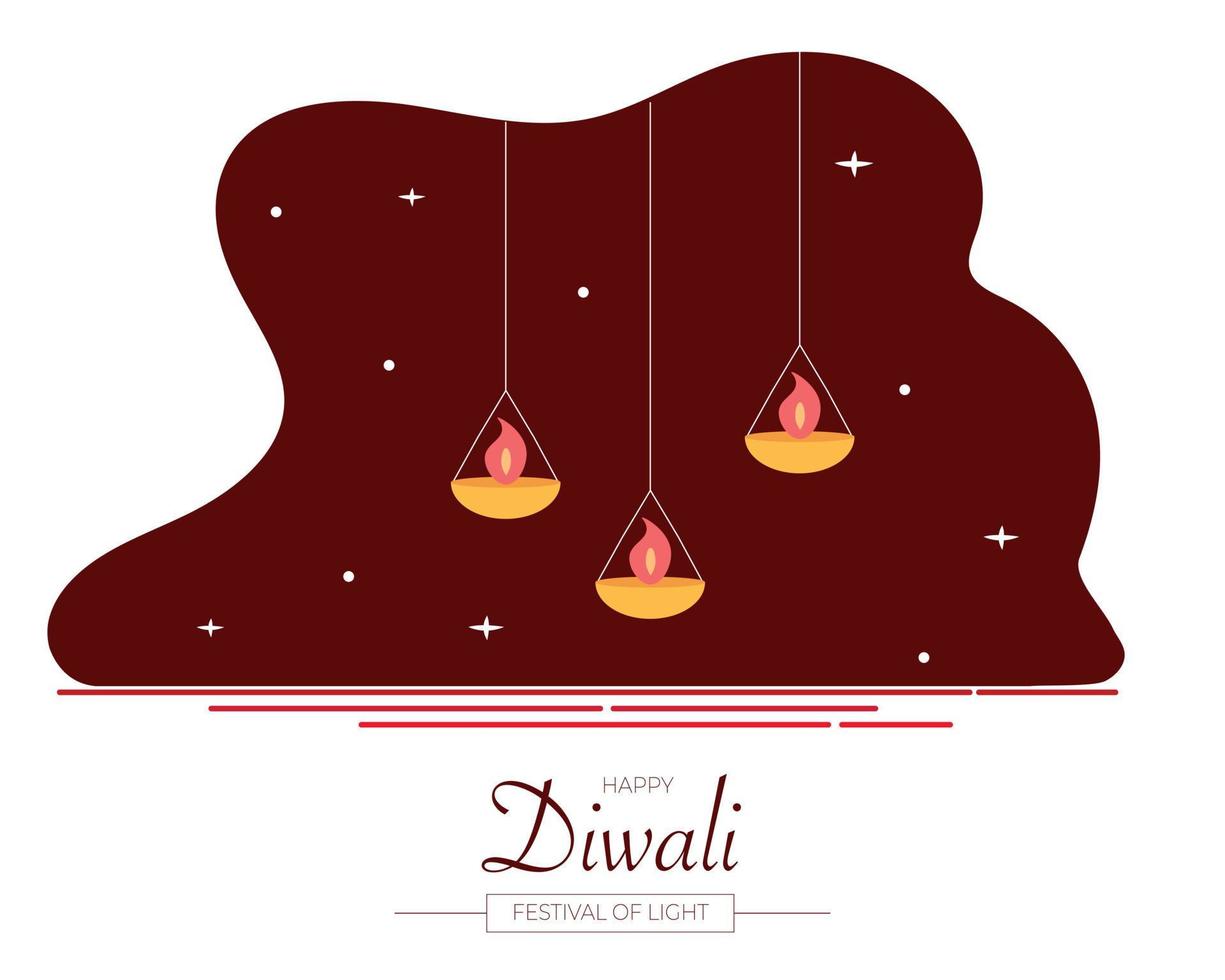 Happy Diwali With Candle Light Flat vector