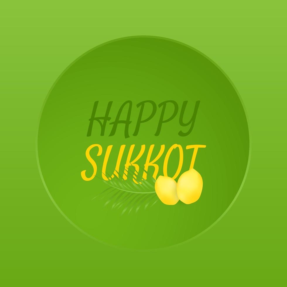 realistic happy sukkot design with dual etrog and palm leaves vector