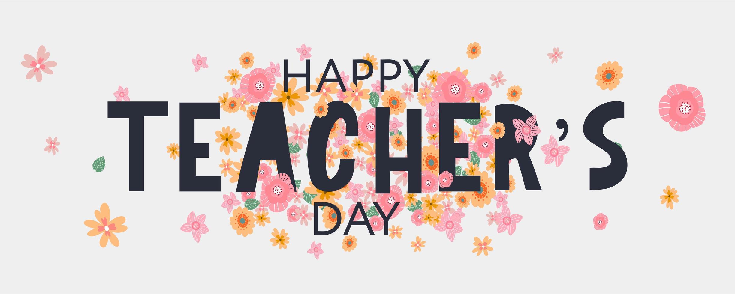 Happy Teacher's Day Flowers vector