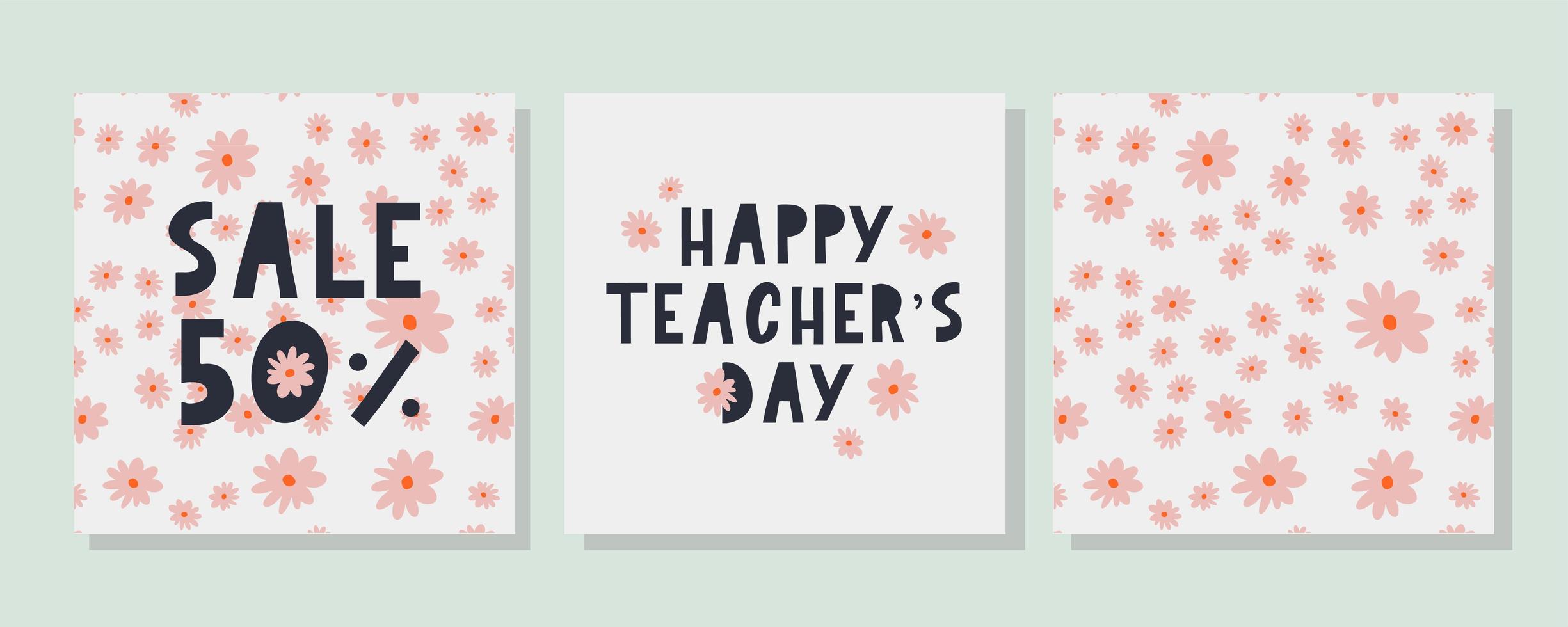 Happy Teacher's Day Flowers vector