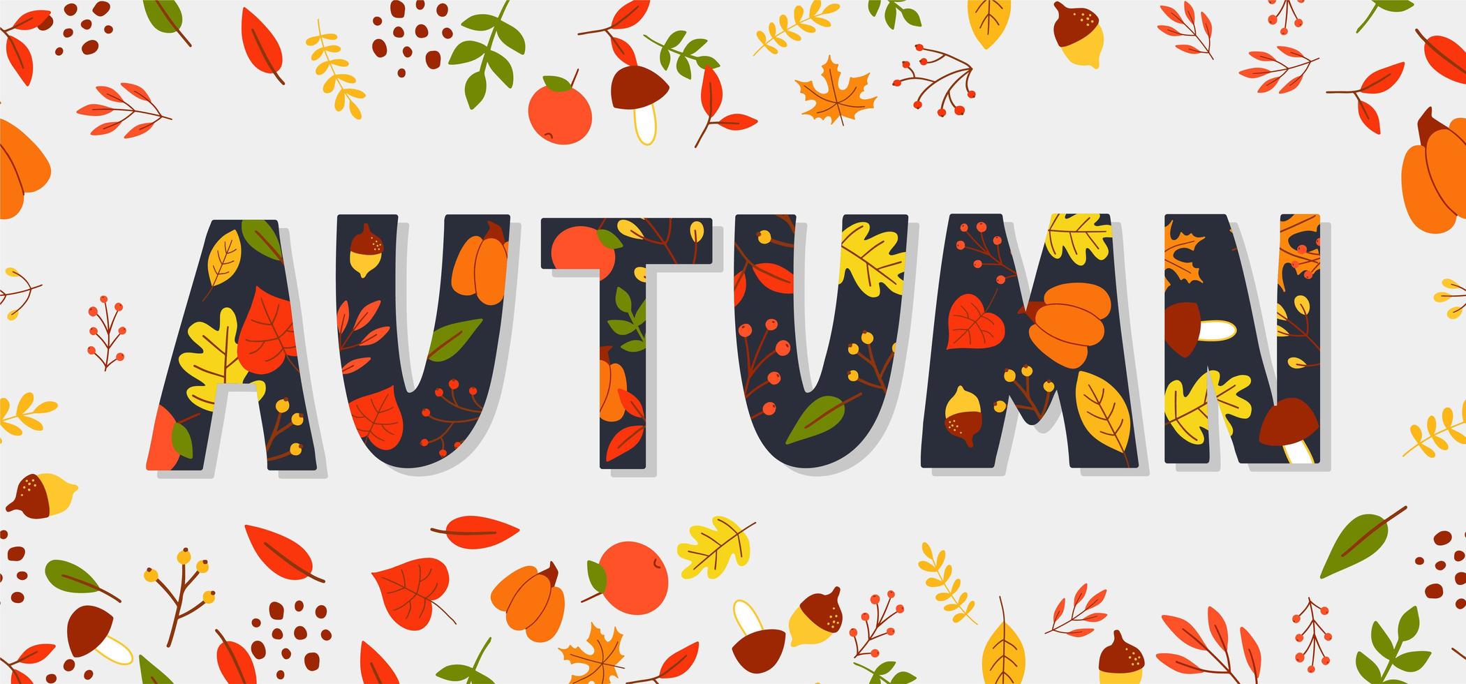 Autumn illustration, banner, vector, fall, lettering, card vector