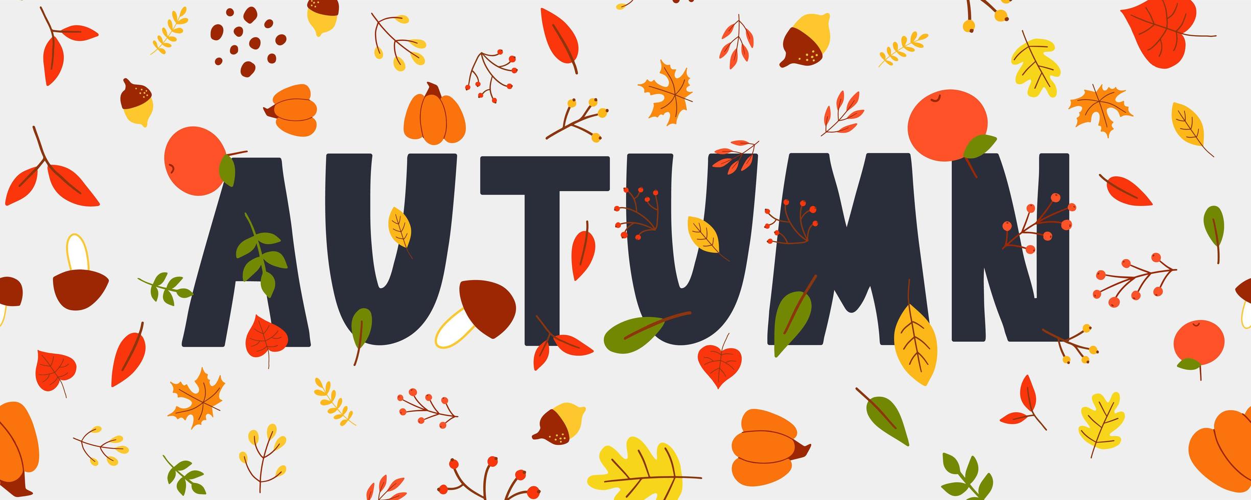 Ilustración de otoño, banner, vector, otoño, letras, tarjeta vector