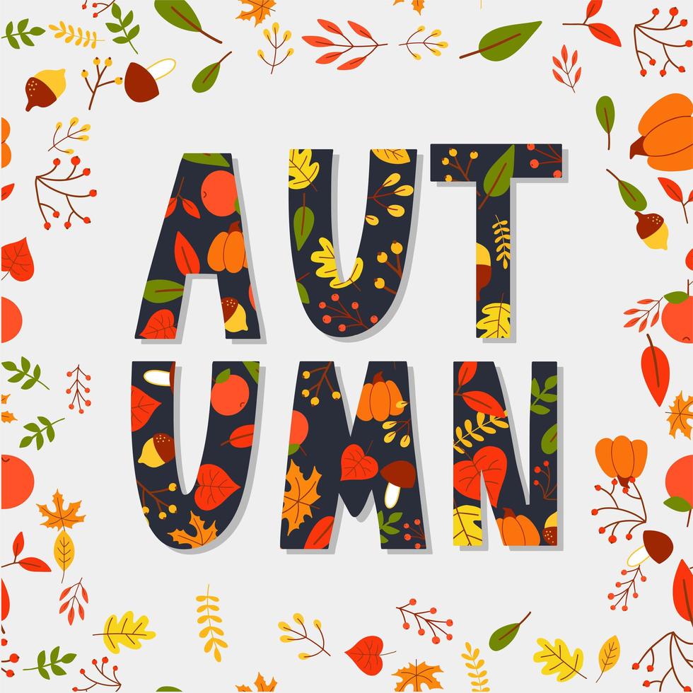 Ilustración de otoño, banner, vector de venta, otoño, letras, tarjeta