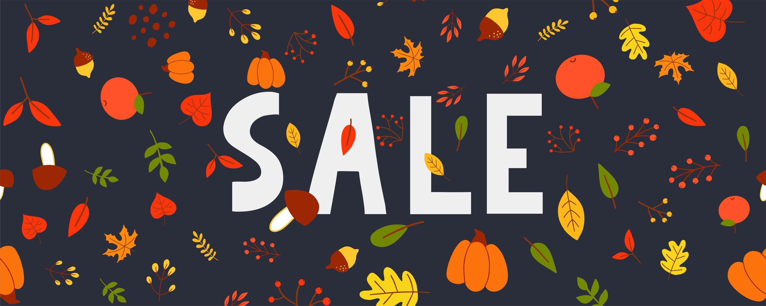 Autumn Sale illustration, banner, vector, fall, lettering, card vector